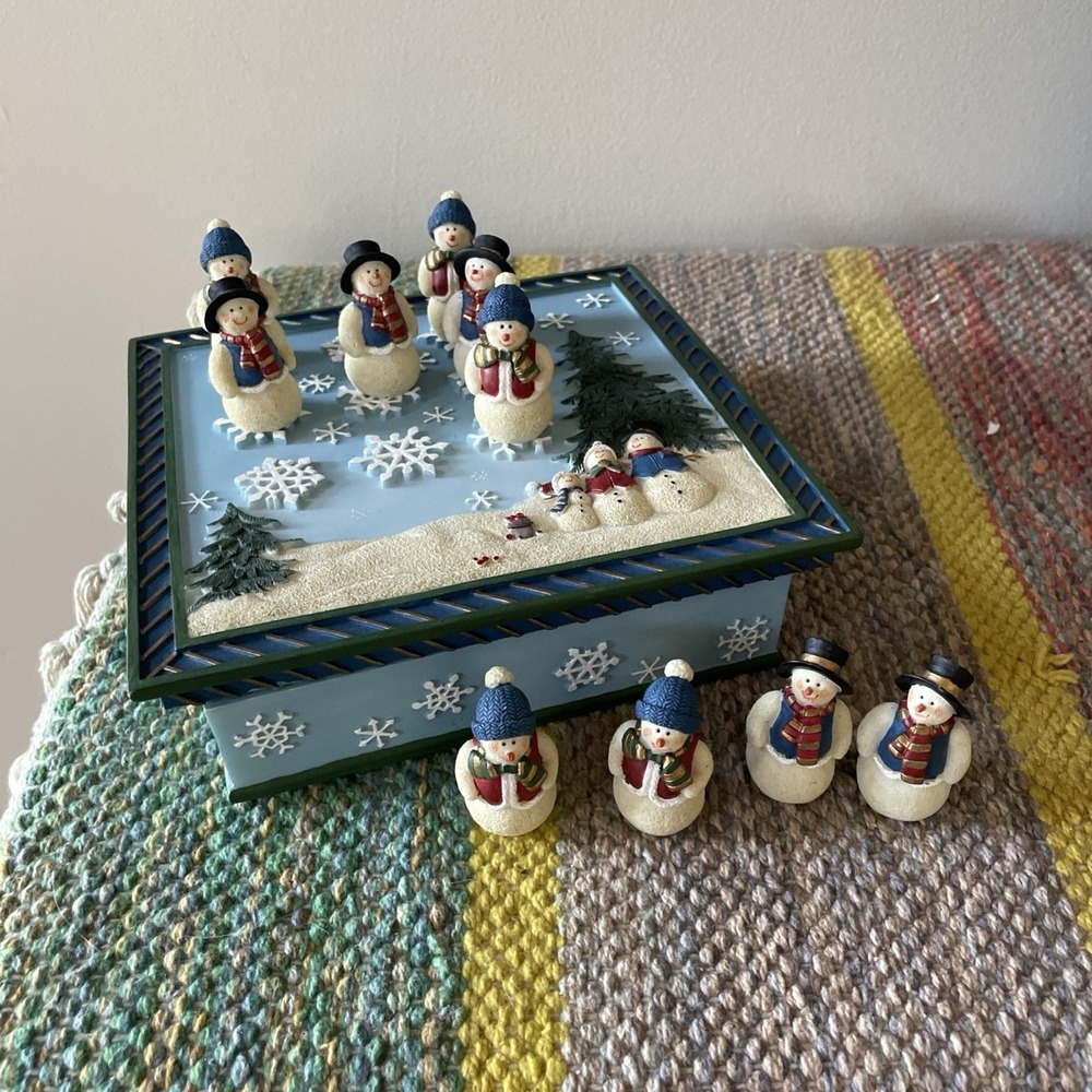 Snowmen TicTacToe Board Game Blue And White Garden Culture